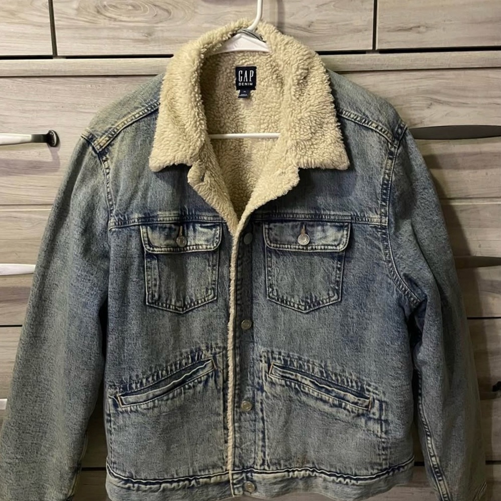 GAP Light Blue Denim Sherpa Jacket